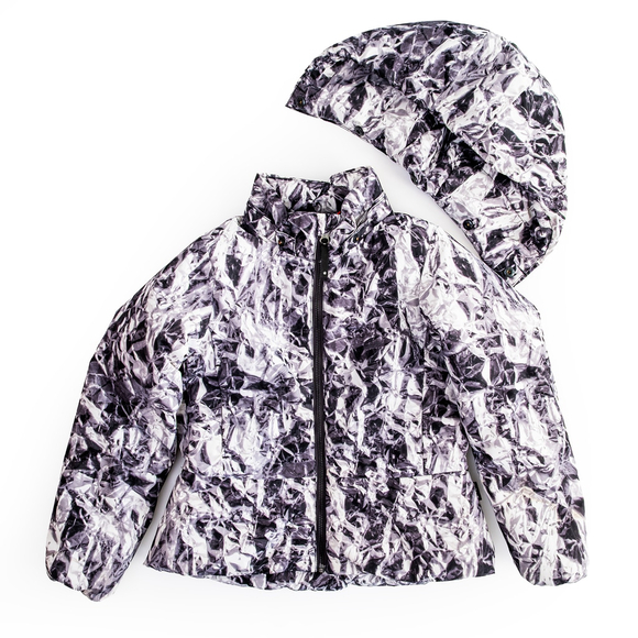 Molo Hildegarde Silver Foil Kids Girls Puffer Jacket + Hood | EU 128 (US 8) - Picture 5 of 9